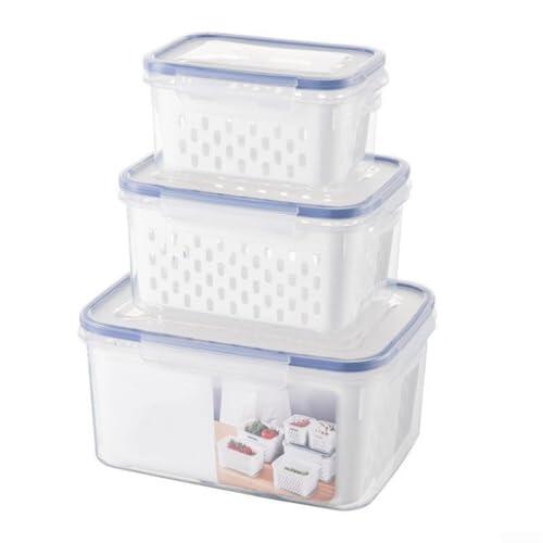 Contenedores de almacenamiento de frutas con drenaje, caja de almacenamiento de verduras con tapa sellada, cesta de ahorro de productos para refrigerador, drenaje de contenedores de almacenamiento de