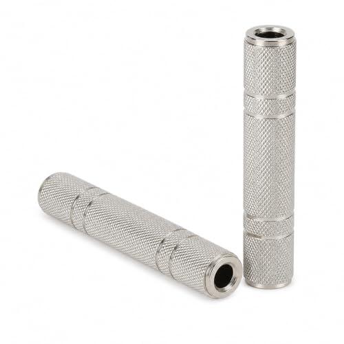 3 Adaptadores Jack 6,35 mm Hembra Hembra, Acoplador Audio TRS/TS de Metal, Adaptador Alargador Jack 6,35 mm para Guitarra, Bajo, Amplificador, Mesa de Mezclas, Extensión Auriculares, Cable Audio