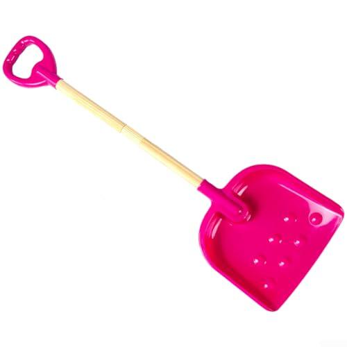 Pala de nieve de invierno para niños que combina fuerza de mango de madera y durabilidad de cuchara de plástico con ajuste ajustable (rosa)