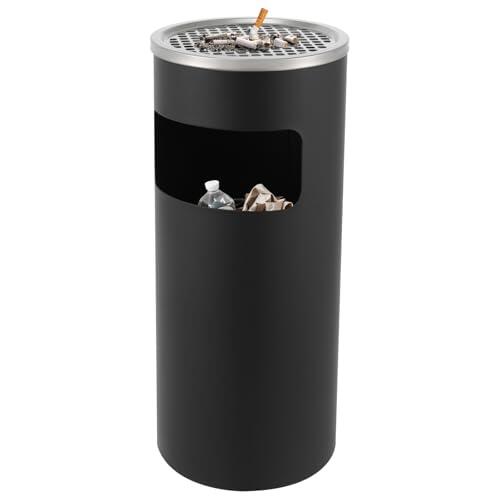 Cubo de basura exterior con depósito interior extraíble, cubo de basura 2 en 1 con cenicero, 24 pulgadas de altura – para jardín, terraza, balcón, entrada y comercio