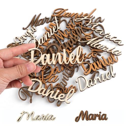 Nombres Personalizados de Madera Marcasitios para Mesa para Boda Tarjetas de Asiento Reutilizables para Bautizo Comunión Decoración Hogar y Regalos Letras Recuerdo Mínimo 5 Unidades Imán Opcional