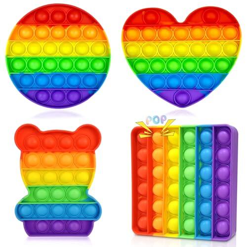Kutakuta 4 Piezas Silicone Rainbow Sensoria Antiestrés,Juguete Educativo Bolas Antiestres Pelota Antiestres Adultos Mano Pelota Antiestrés Fidget Toys Adultos Y Niños Juguete para Apretar