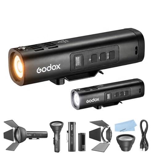 Godox FL15Bi Luz de Vídeo LED de Bolsillo, 2800K-6500K Bi-Color con Lente Zoom Plegable, 11 Efectos FX, Visera Magnética, IP54 Impermeable, Batería de 4750mAh para Fotografía y Estudio