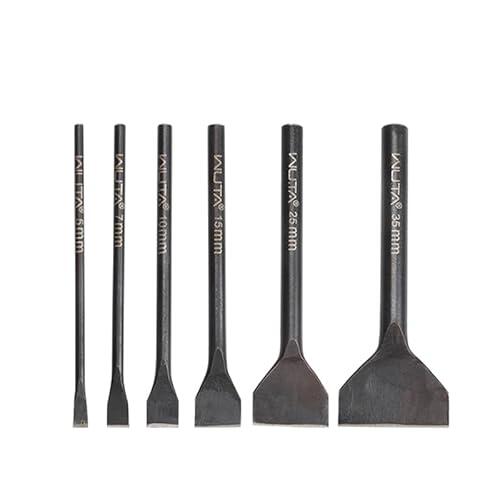 WUTA Juego de perforadora de cuero con ranura recta de acero al carbono, herramienta de perforadora negra para monederos y bolsos de bricolaje (6 unidades-5+7+10+15+25+35 mm)