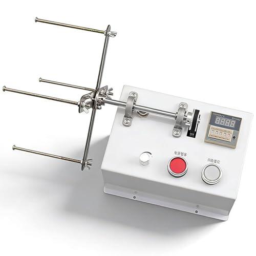 Máquina bobinadora de borlas eléctrica, máquina bobinadora de bobina de 20 W, bobinadora de alambre de metal completo con conteo automático, giros preestablecidos y parada automática, longitud(Small)