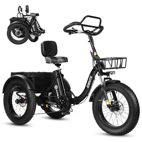 ESKUTE T302 Pro Triciclo Eléctrico Adultos, eBike de 3 Ruedas Plegable con Entrada Baja, Batería 48V 20,8Ah, Fat Tire 20×4.0, 7 Velocidades, hasta 130 km