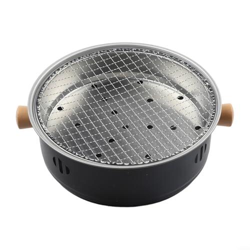 FACULX Parrilla portátil de carbón, barbacoa compacta de acero inoxidable con mesa y mango desmontables, para camping, picnics, portón trasero, patio trasero (es negro)