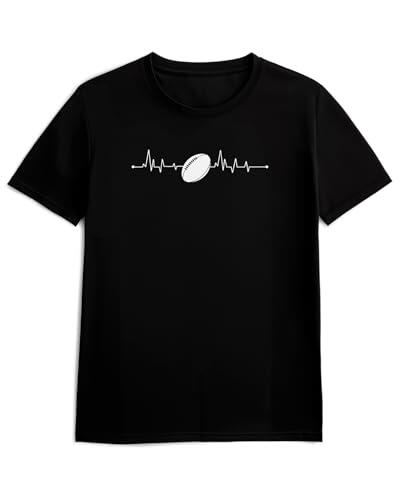 Panorama Camiseta de Manga Corta - Pulso de Rugby - Talla L Color Negro - 100% Algodón - Regalos Originales para Deportistas - Camisetas Graciosas - Ropa Unisex para Hombre y Mujer - Regalo Deporte