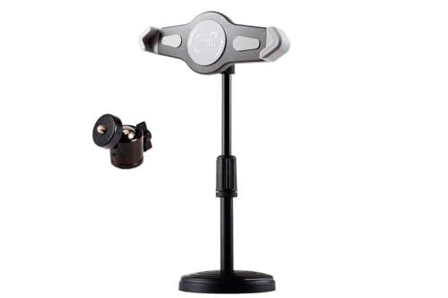 Soporte para Tablet Ajustable 18-29 cm con Rosca de 1/4 Pulgadas, Soporte de Mesa Giratorio 360° para iPad, Samsung Tab y Dispositivos Móviles