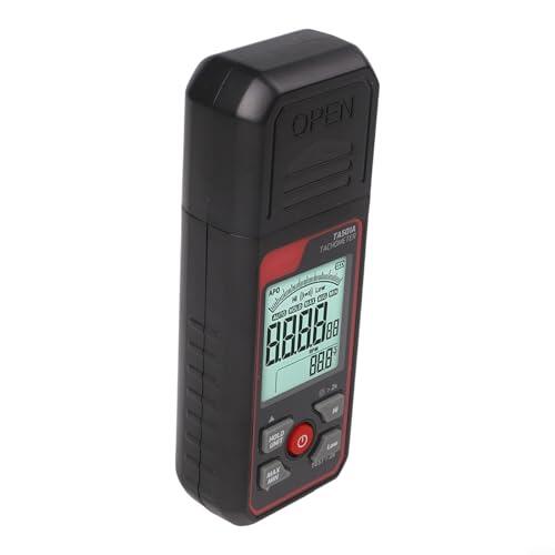 ZiStarlilife Tacómetro digital TA501A, medidor de RPM fotoeléctrico sin contacto 25-99999RPM con retroiluminación LCD, bloqueo de datos máximo/mínimo/promedio y alarma para motor, ventilador, prueba