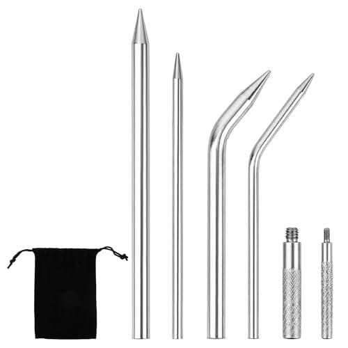 NQEUEPN 4uds Agujas Atar Guantes Béisbol, 4 Estilos Acero Inoxidable Agujas Atar Guantes Sóftbol con Tuercas Extensión y Bolsa Almacenamiento para Reemplazar o Reparar Guante de Béisbol
