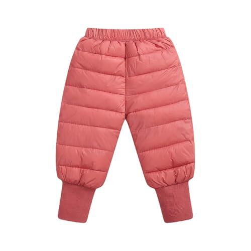 Generisch Pantalones de invierno para niña, de plumón, resistentes al viento, ligeros, con forro térmico, impermeables, para exteriores, rojo, 4-5 años