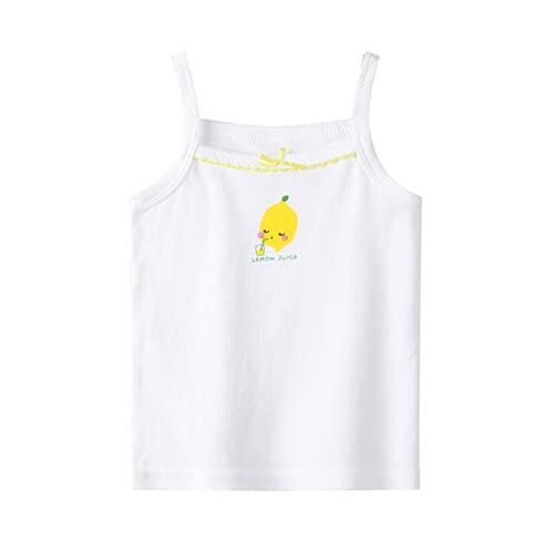 Camisetas sin mangas para niñas, de algodón suave, con tirantes delgados, estampadas, suaves, informales, cómodas, para niños de 1 a 13 años, 4-Blanco, 8-9 años