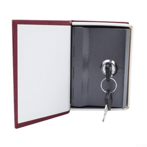 Linnkyfloa Caja de almacenamiento en forma de libro con cerradura de combinación, segura y discreta, segura para llaves de joyería, pequeños objetos de valor, compacta de 11,5 x 8 x 4,6 cm para