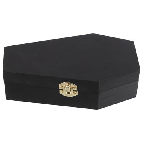 POPETPOP Mini ataúd negro caja de madera para decoración y almacenamiento