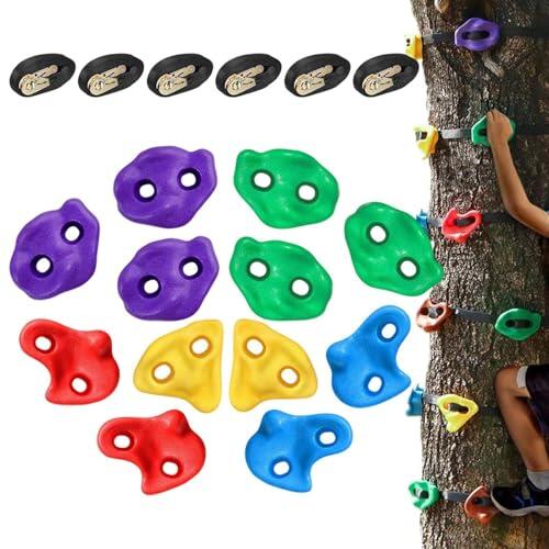 Presas de Escalada para Árbol - Resistentes Y Ligeros Fáciles De Instalar | Kit de Entrenamiento para Circuito de Obstáculos | Para Aventura al Aire Libre Patio Jardín Césped Muro Gimnasio Niños Niñas