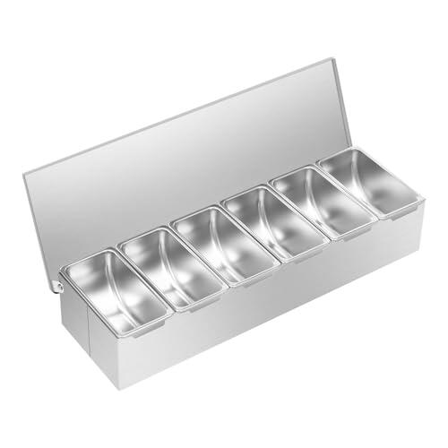 EGBNSY Tupper Acero Inoxidable, 6 Compartimentos Croquetero, Tamizador De Harina, De 450ml Cada Uno, Diseño Con Rejillas Separadas, para Organizar Sal, Aceite O Té En La Cocina