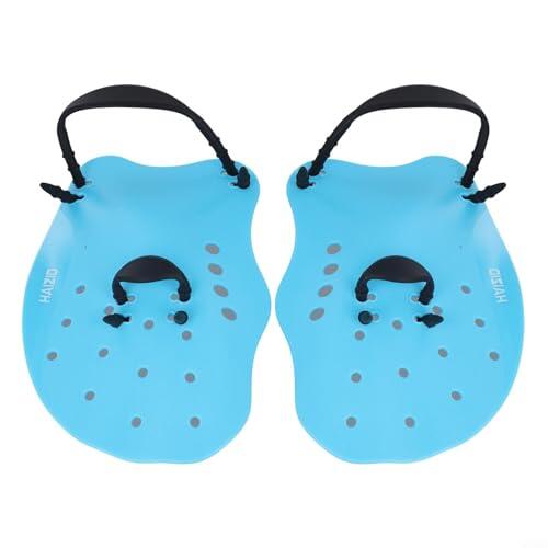 Guantes de natación de silicona con correas de muñeca ajustables para la fuerza de la parte superior del cuerpo para adultos para ayuda de buceo de estilo libre (azul)