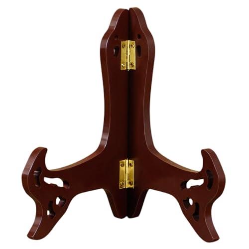 Yunhgft Soporte para Platos Soporte para Exhibición de Platos Soporte Decorativo de Madera Soporte de Libros Y Marcos de Fotos con Diseño Vintage Plegable Ade, 13 Pulgadas