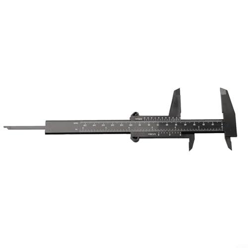 Vernier Calibrador 0-150mm Herramienta de medidor de profundidad de plástico con regla de doble escala, para medición de joyas, laboratorio de ciencias escolares, carpintería y monedas antiguas (Negro
