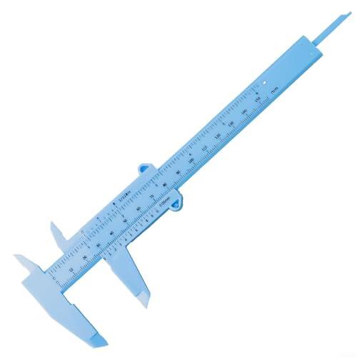 Vernier Calibrador 0-150mm Herramienta de medidor de profundidad de plástico con regla de doble escala, para medición de joyas, laboratorio de ciencias escolares, carpintería y monedas antiguas (azul)