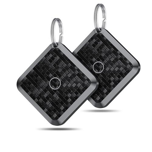 Smart Tracker Tag 2 Pack localizador Buscador Compatible con la aplicación Buscar de Apple (Solo iOS) Tag localizador para localizar Llaves,Mochilas,Carteras y equipajeBatería Reemplazable, Negro