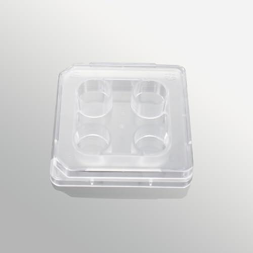 Placa de cultivo celular de 4 pocillos, transparente, con tapa, para aplicaciones de cultivo celular de laboratorio