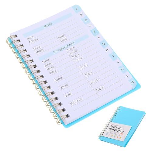 TINEASUR Libro de Contraseñas con Pestañas Alfabéticas A6 Cuaderno Espiral para Registro Rápido y Completo de Direcciones y Contraseñas para Uso Personal