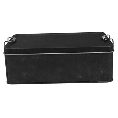 PATKAW Caja de Hojalata Rectangular de Hierro con Tapa Hermética para Almacenamiento de Galletas y Alimentos, Diseño Elegante para Uso Diario en Mostrador de Cocina
