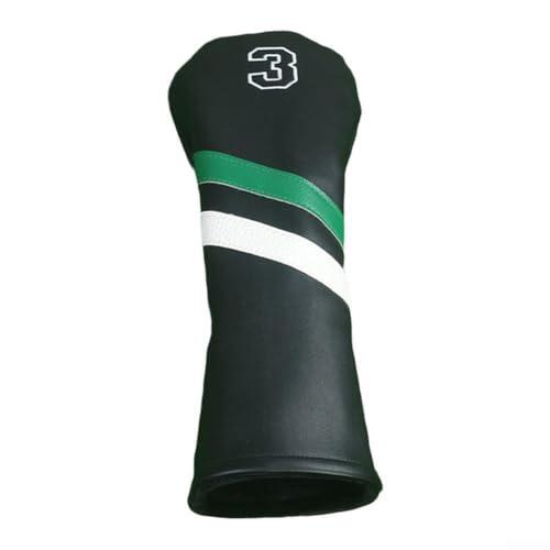 Juego de fundas para cabeza de club, fundas de cuero sintético para putter de madera con banda elástica, calcetines protectores para hombres, No./3//H/Putter, negro (n.º 3)