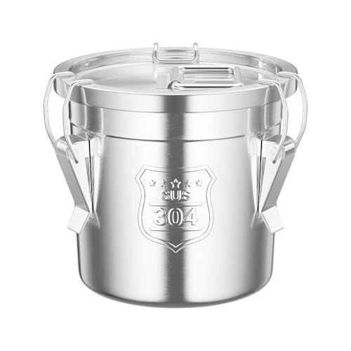 Bidón hermético de acero inoxidable, recipiente grande de 20 l, bidón de acero inoxidable con tapa, 3 clips de cierre y junta de silicona, protección contra el aroma y fácil de limpiar, para cocina