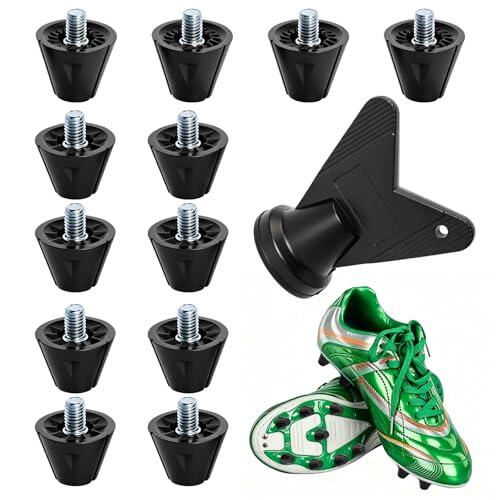 Tacos de Fútbol M5 Pack de 12, 4x16mm y 8x13mm con Llave, Tacos de Repuesto Universales de Nylon Metal, Antideslizante para Botas de Fútbol Césped y Sintético