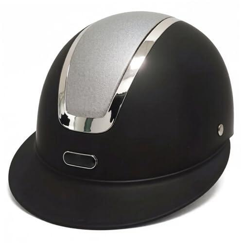 Ameble Casco de equitación para niños Resistente a Impactos para Entrenamiento al Aire Libre, Casco de Seguridad Ecuestre - Plateado, Ajuste Ajustable de 48-52 cm