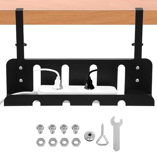 Genérico Bandeja de Cables de Hierro Negro Soporte Resistente Taladros Organizador User-Friendly para Gestión de Cables de Escritorio para Workspace