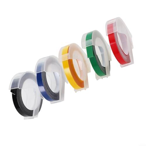 Cinta de etiquetas en relieve de 6 mm x para Dymo 12813 1610 1540 y para MOTEX 5500A, rollo de recambio multicolor (amarillo/verde/rojo/azul/negro)