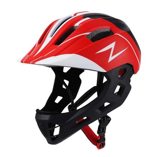 QLECXZI Casco de Bicicleta para niños con absorción de Impactos, Ligero, Transpirable, cómodo, con ventilación, Ajuste Ajustable, Equipo de Seguridad para niños y niñas, Rojo, 50 cm a 55 cm