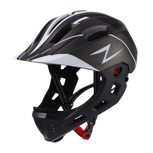 QLECXZI Casco de Bicicleta para niños con absorción de Impactos, Ligero, Transpirable, cómodo, con ventilación, Ajuste Ajustable, Equipo de Seguridad para niños y niñas, Negro, 50 cm a 55 cm