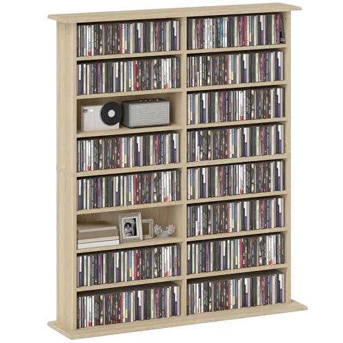 HOMCOM Unidad 720 CD/396 DVD 12 est. ajust. madera natural