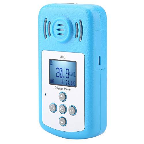 aqxreight 803 Detector de Gas de Oxígeno con Pantalla Digital Azul 10~50 ℃, Detector de Gas Portátil con Alarma de Vibración de Luz Sonora para Industriales en Minas, Túneles y Plantas