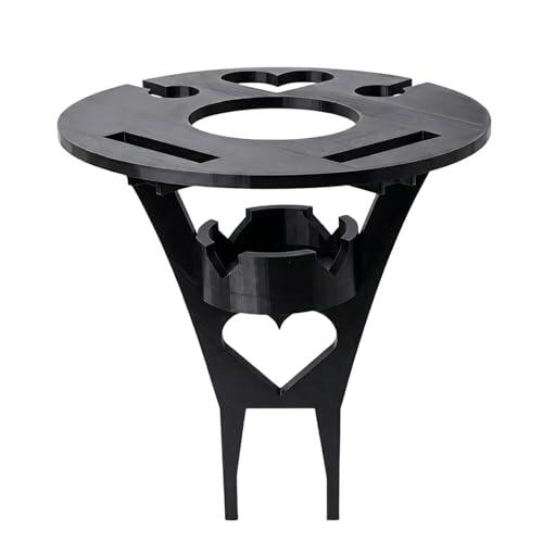 Mesa de playa portátil para picnic, mini mesa de playa portátil con portavasos y bolsillos para teléfono, mesas plegables bajas y livianas para refrigerios, bebidas, estables y livianas (Black)