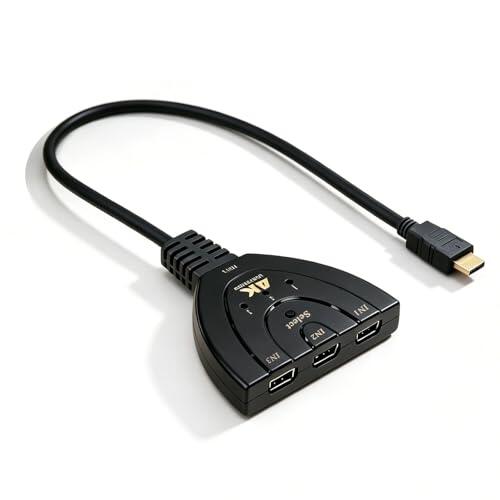 HDMI Switch 3 In 1 out, HDMI Switch 4K@30Hz, 3 Entradas 1 Salida Compatible con HDR, 1080p/3D para HDTV/Xbox/PS3/PS4/Apple TV/Fire Stick/BLU-Ray DVD-Player