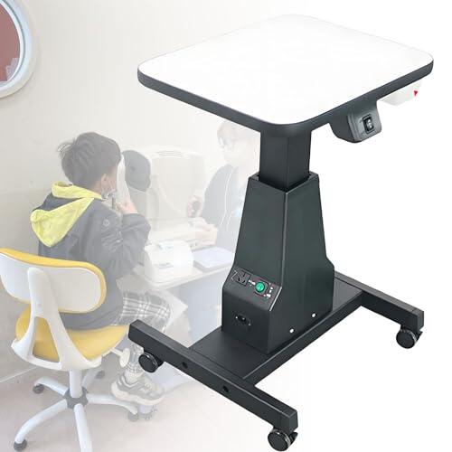 Mesa de optometría motorizada, estación de Trabajo eléctrica de Altura Regulable con cajón para Juegos de Lentes de Prueba, Ideal para ópticas y clínicas oftalmológicas.