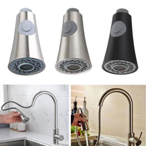 EaseSunny Pulverizador de grifo de cocina, cabezal de grifo de cocina, cabezal de pulverización extraíble para fregadero, G1/2 telescópico a prueba de salpicaduras, repuesto para fregaderos del Reino