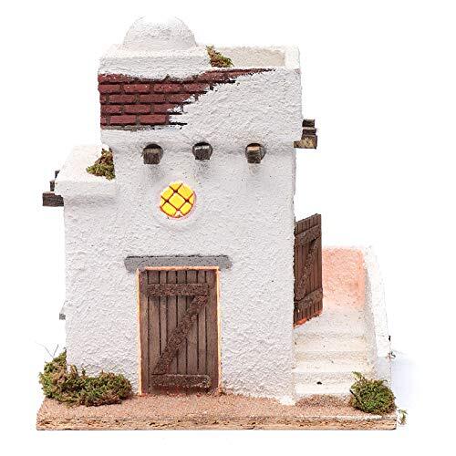 Holyart Belén napolitano: Casa árabe Puertas de Madera cúpula y terraza 30x25x20 cm belén napolitano
