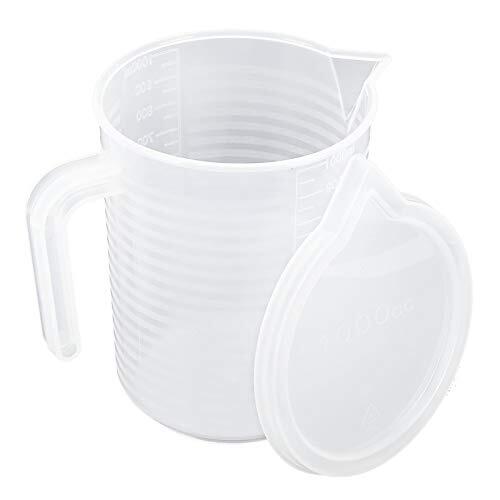 Tixiyu Vaso Medidor de Plástico de Calidad Alimentaria con Tapa Hermética para Ingredientes 500ml/1000ml (1000ML)