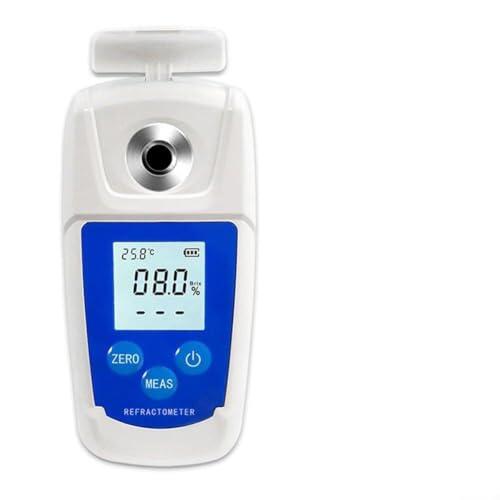 Medidor digital de azúcar para uso en laboratorio y campo, amplia gama 0-32% 0-55% compensación automática de temperatura, muestra mínima necesaria, panel compacto azul blanco enjuagable portátil (0