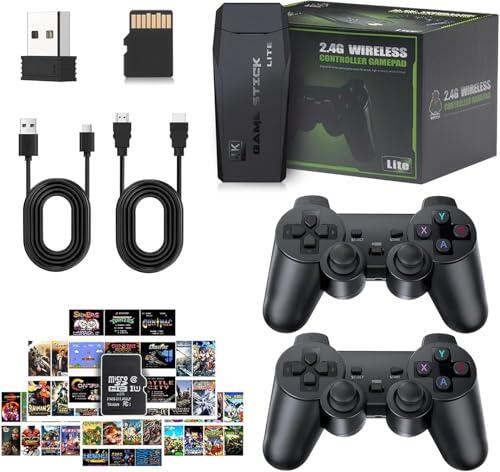 Consola de Juegos Retro Inalámbrica, Nueva Versión 2026, Dongle HDMI 4K, 9 Emuladores Incorporados, 20000+ Juegos Preinstalados, Set con 2 Mandos Negros (128G 40000Games)