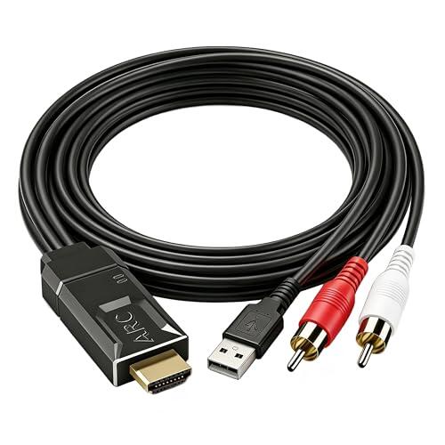SDKDZKG Convertidor de Audio HDMI eARC ARC 192kHz, Extractor de Audio ARC a RCA, Soporta Función CEC con Cable Convertidor HDMI a RCA de 1,8M para Altavoces de HDTV Sistema de Cine en Casa