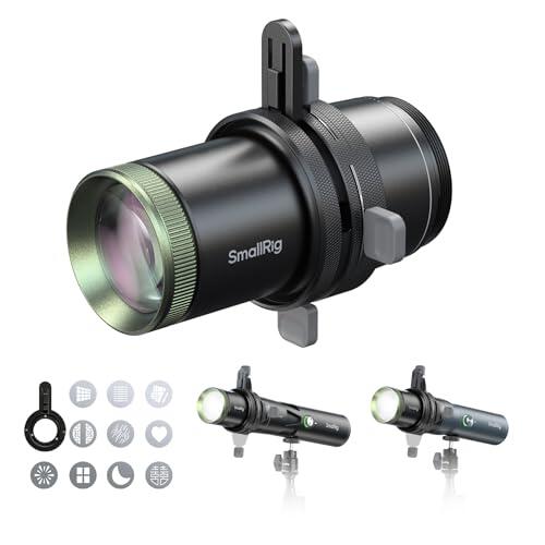 SMALLRIG Foco SP Air, Lente de proyección óptica de 36°, 4X de Brillo, obturadores de Encuadre Integrados y 10 gobos metálicos, Accesorio de fotografía Tipo snoot Solo para Linterna RF 10C/20C - 6376