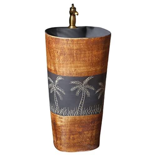 ENGENDER Lavabo de Pedestal Lavabo de Pedestal cerámica Vintage baño Combo una Pieza con Grifo